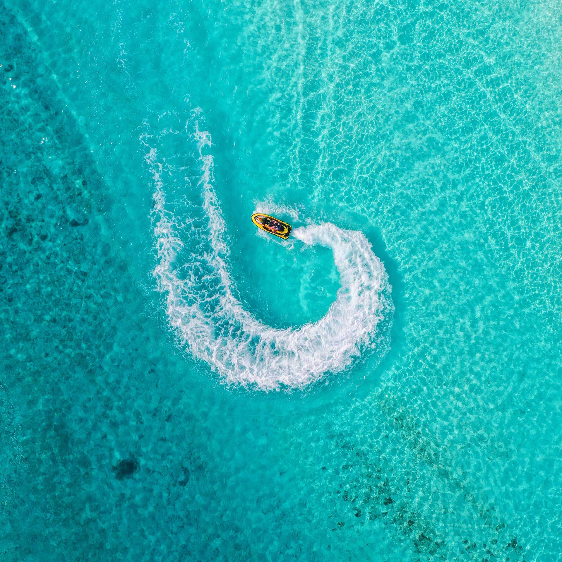 Overview of a Jet Ski in the ocean